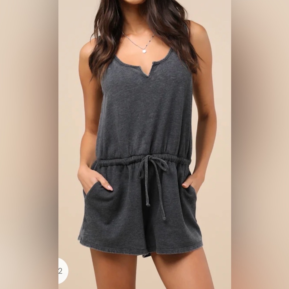 Lulu's Heather Gray Knit Lounge Romper‎